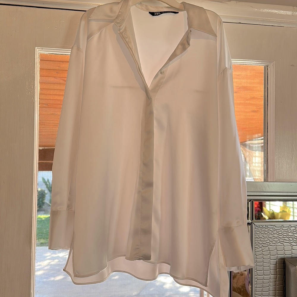 zara boyfriend fit dressy shirt